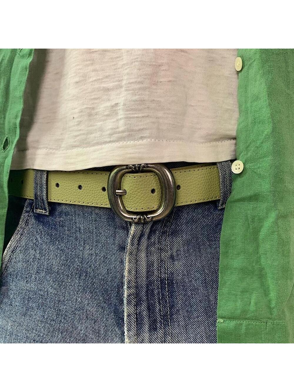 Y2K Green Multi Leather Belt 39 Inch - Picture 2 of 8